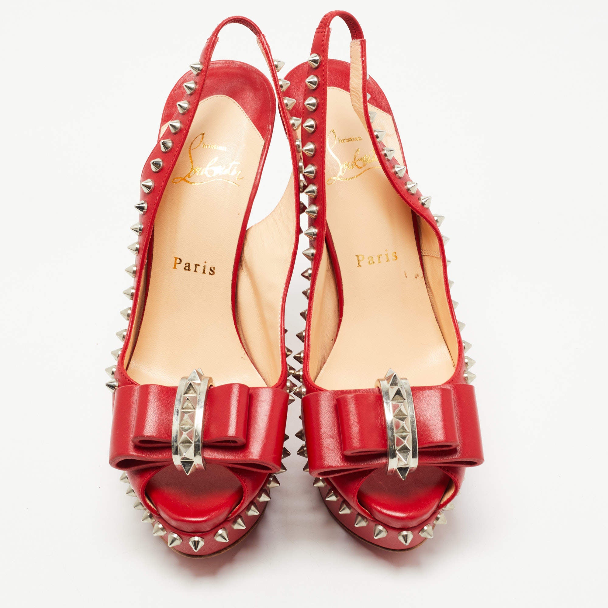 Christian Louboutin Red Leather Lady Clou Slingback Pumps