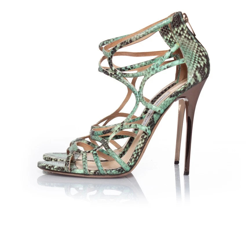 Jimmy Choo Green Python Gladiator Sandals