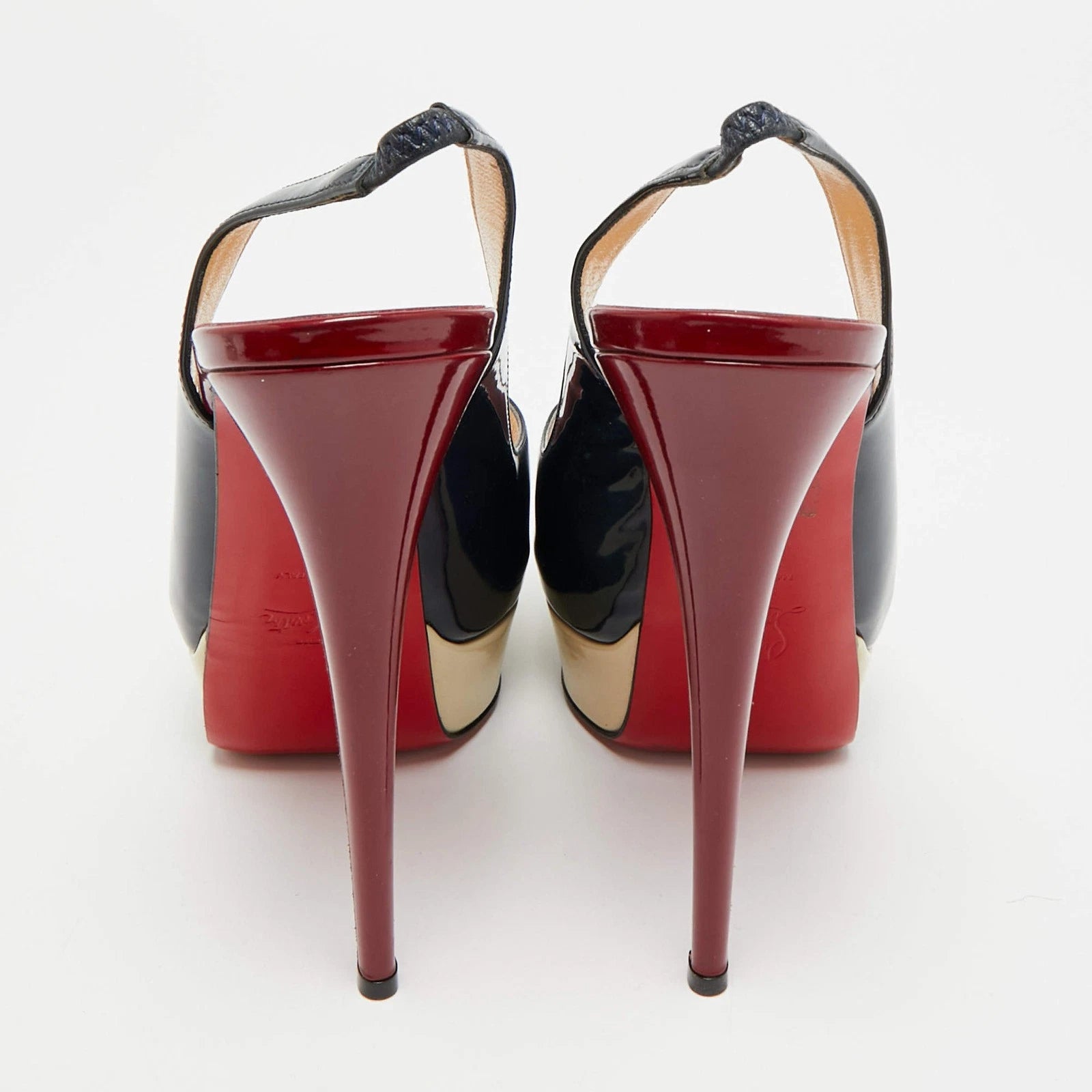 Christian Louboutin Lady Peep Tricolor Patent Leather Platform